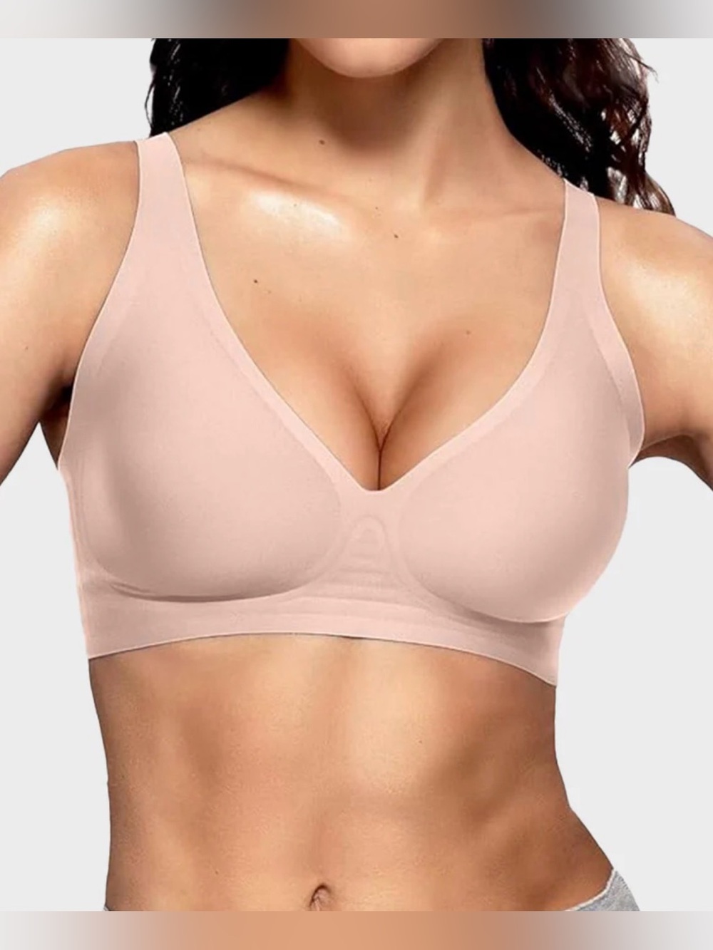 SheCurve Jelly Soft Bra Skin Nude Pink Comfort Wireless Size M Removable Pads